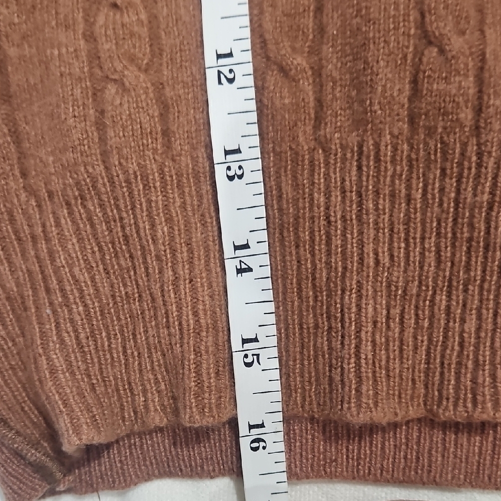 Vintage Claudette Cashmere Brown Cardigan with Faux Fur Trim size Medium - Picture 7 of 11
